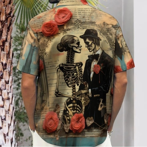 Hawaiian Funky RARE Bowling Shirt LOVE Hearts BOLD Theme Shirt Sz XL Button Down - Picture 5 of 7